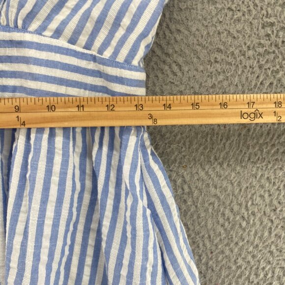 Lulus Dress Womens Small Nautical Nights Blue Striped Button Up Midi Sleeveless - Picture 10 of 12